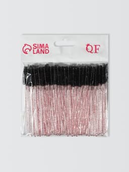 Набор щёточек для бровей и ресниц, 9.5 см, 50 шт., чёрный, красный, прозрачный