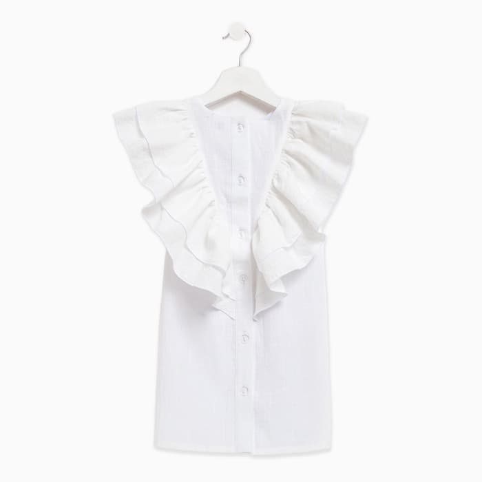 Платье для девочки MINAKU: Cotton Collection с крылышками, белое, рост 128-134 см