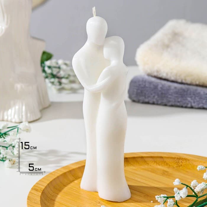 Свеча декоративная «Влюблённая пара», 15×5 см, белый