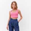 Топ женский в рубчик MINAKU: Basic line, ярко-розовый, размер 42