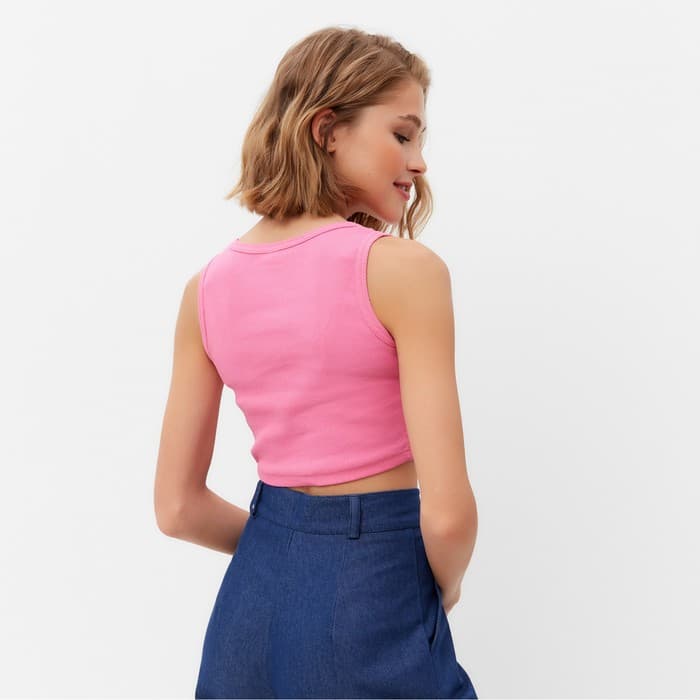 Топ женский в рубчик MINAKU: Basic line, ярко-розовый, размер 42