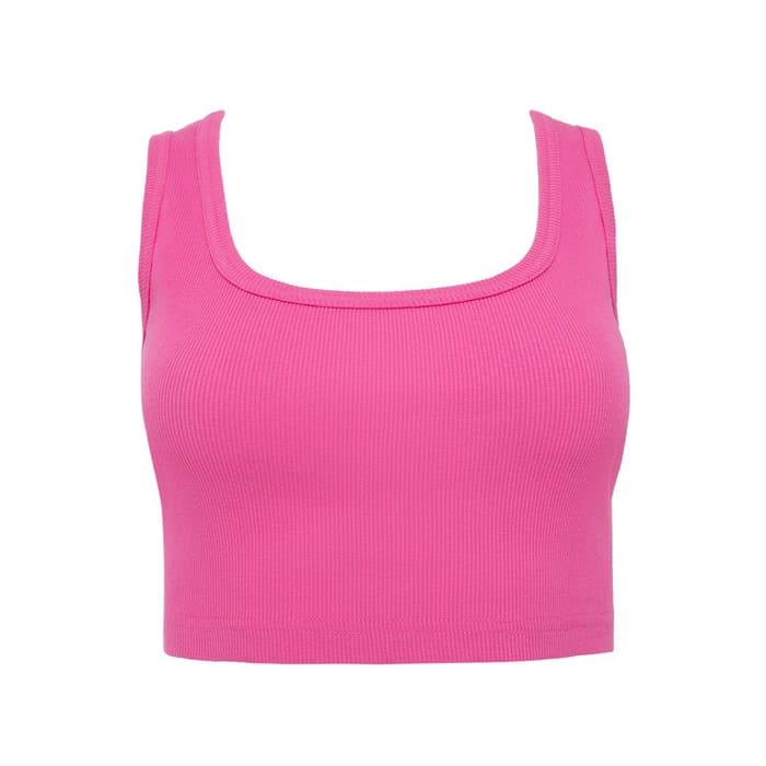 Топ женский в рубчик MINAKU: Basic line, ярко-розовый, размер 42