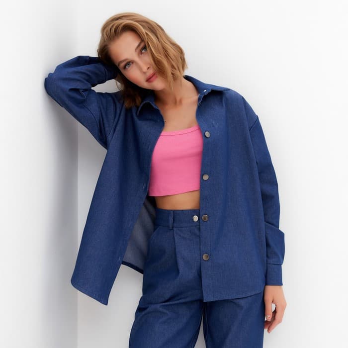 Топ женский в рубчик MINAKU: Basic line, ярко-розовый, размер 44