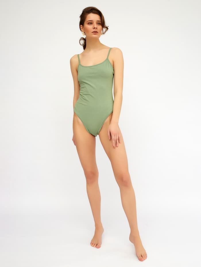 Боди женское MINAKU: Basic line цвет оливковый, размер 48