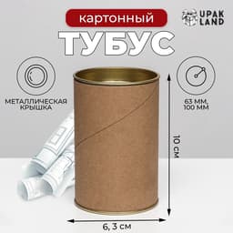 Тубус 63×100 мм (80 мм внутр. высота), картон, металлическая крышка