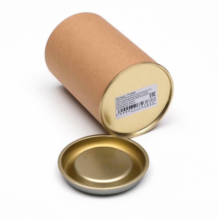 Тубус 63×100 мм (80 мм внутр. высота), картон, металлическая крышка