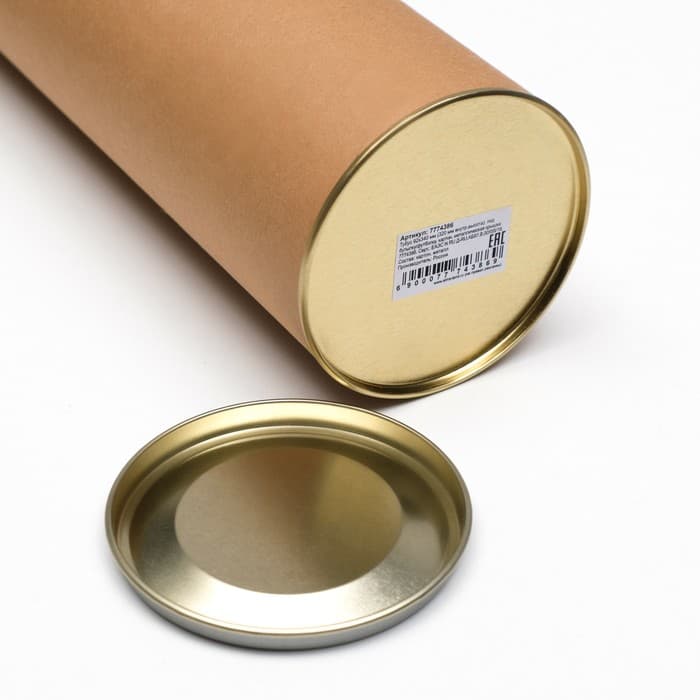 Тубус 92×340 мм (320 мм внутр. высота), под бутылку/футболку, картон, металлическая крышка