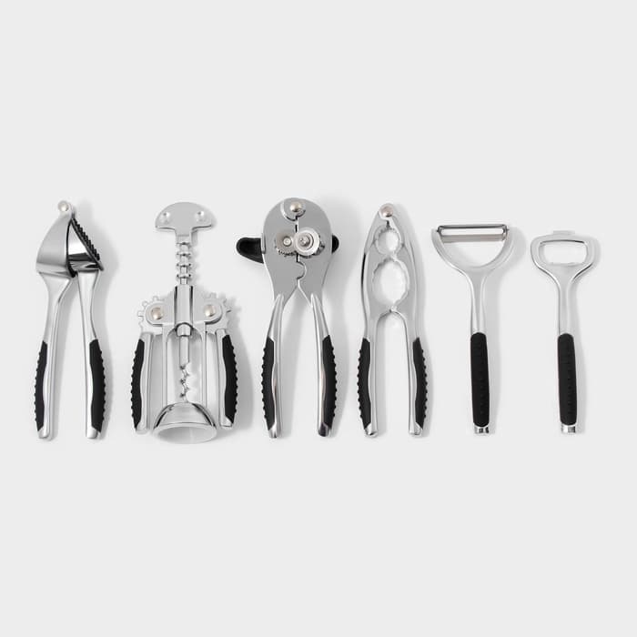 Набор кухонных инструментов Shapes, 6 предметов, на подставке, нержавеющая сталь, серебристый