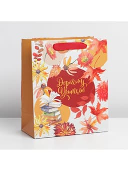 Пакет подарочный ламинированный, упаковка, «Дорогому учителю», ML 27×23×11.5 см