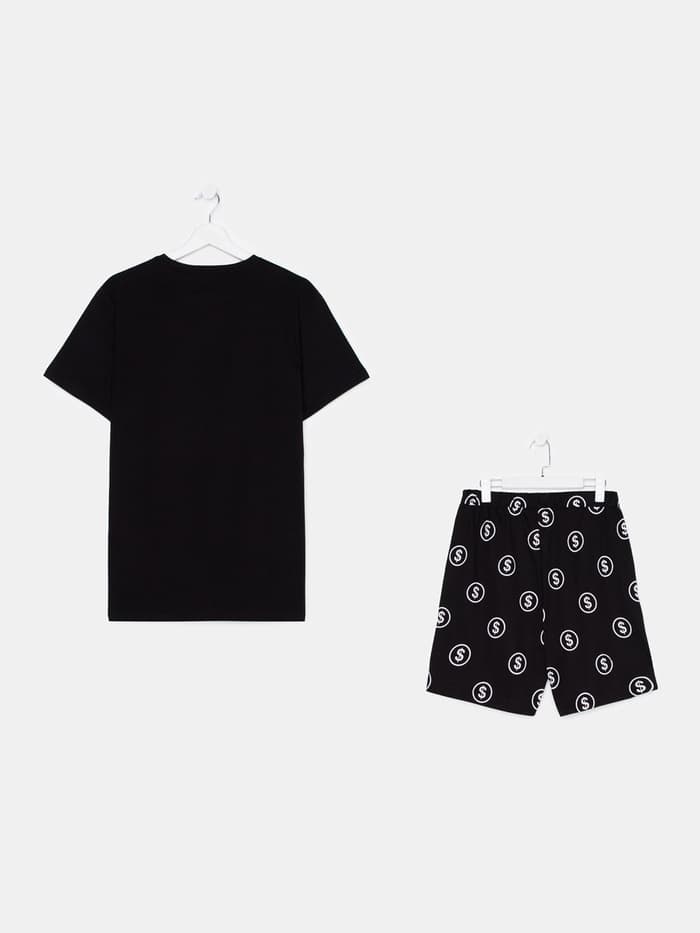 Пижама мужская (футболка, шорты) KAFTAN Moneymaker, размер 48, чёрная