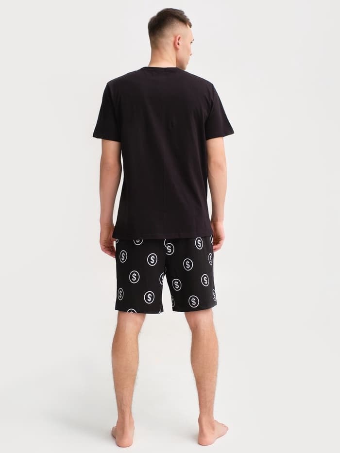 Пижама мужская (футболка, шорты) KAFTAN Moneymaker, размер 52, чёрная