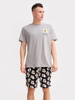 Пижама мужская (футболка, шорты) KAFTAN Good mo, размер 50, цвет серый, чёрный