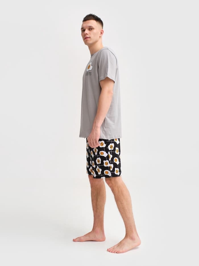 Пижама мужская (футболка, шорты) KAFTAN Good mo, размер 52, цвет серый, чёрный