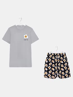Пижама мужская (футболка, шорты) KAFTAN Good mo, размер 52, цвет серый, чёрный