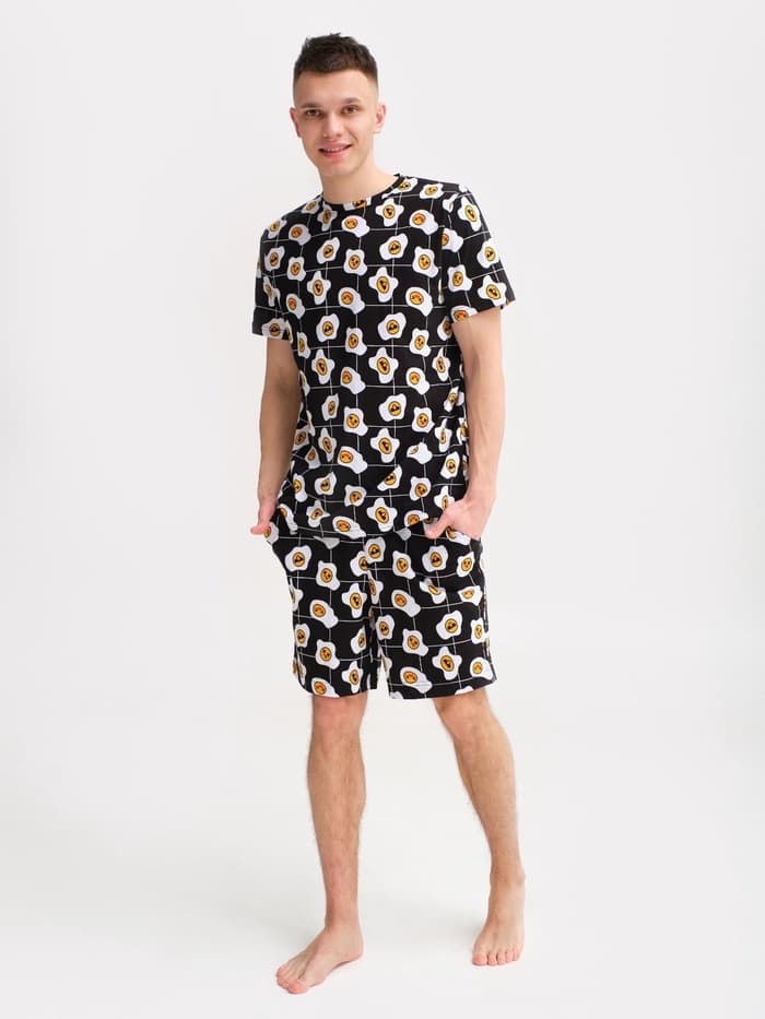 Пижама мужская KAFTAN «Яйца», размер 48, чёрная
