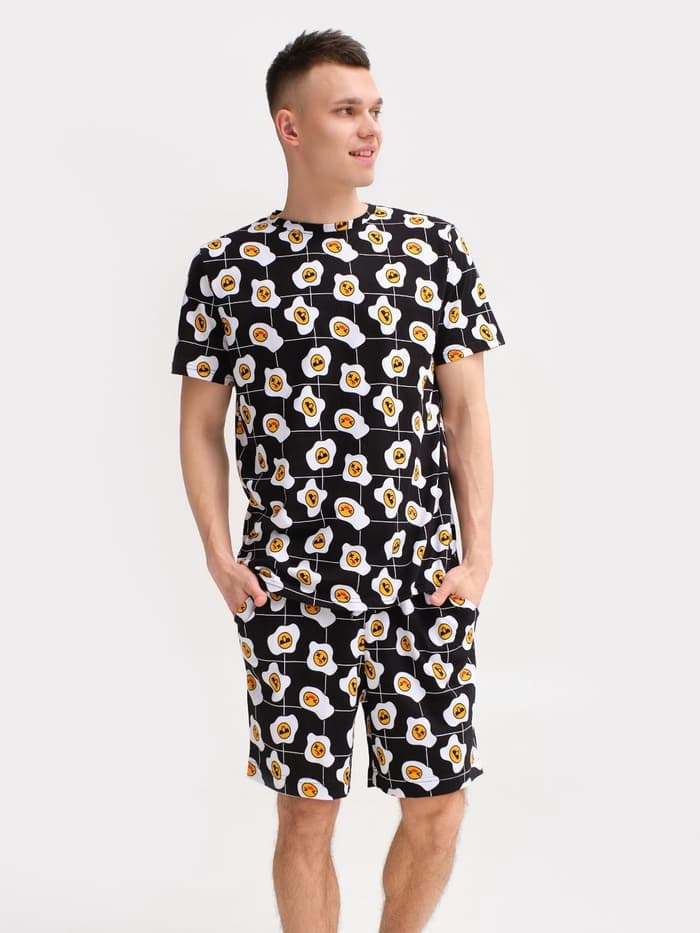 Пижама мужская KAFTAN «Яйца», размер 54, чёрная