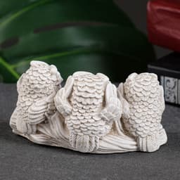 Фигурка гипс «Три совы на жердочке», слоновая кость, 10×6×5 см