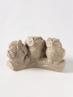 Фигурка гипс «Три совы на жердочке», слоновая кость, 9×5×3.5 см