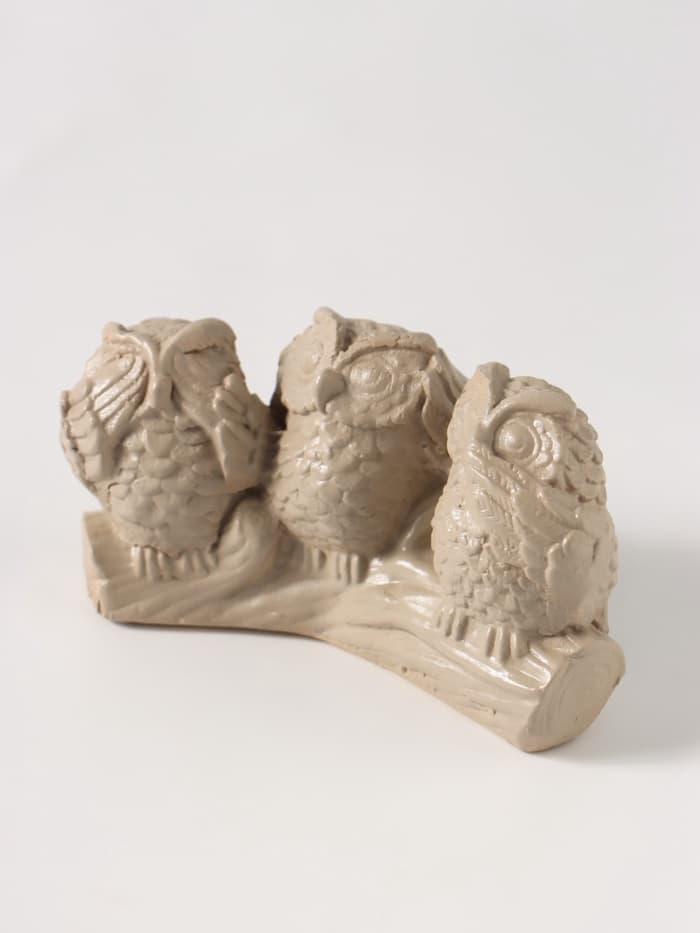 Фигурка гипс «Три совы на жердочке», слоновая кость, 9×5×3.5 см