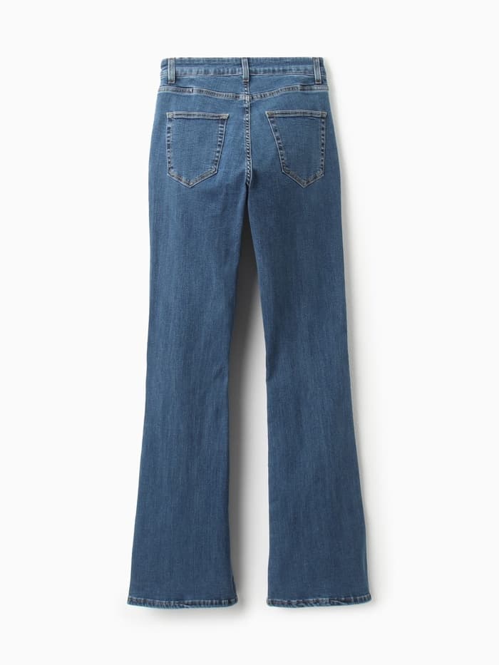 Джинсы женские клёш со стрелкой MINAKU: Jeans Collection, размер 46, синие