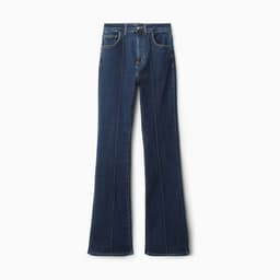 Джинсы женские клёш со стрелкой MINAKU: Jeans Collection, размер 42, тёмно-синие