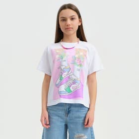 Футболка для девочки KAFTAN: Selfie, белая, размер 40 (158-164 см)