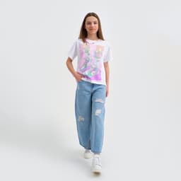 Футболка для девочки KAFTAN: Selfie, белая, размер 40 (158-164 см)