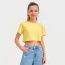 Футболка для девочки укороченная KAFTAN: Selfie, жёлтая, рост 164-170 см