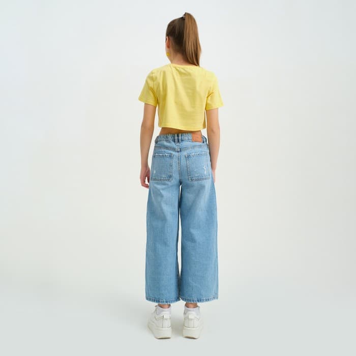 Футболка для девочки укороченная KAFTAN: Selfie, жёлтая, рост 164-170 см