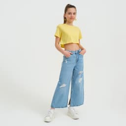 Футболка для девочки укороченная KAFTAN: Selfie, жёлтая, рост 164-170 см