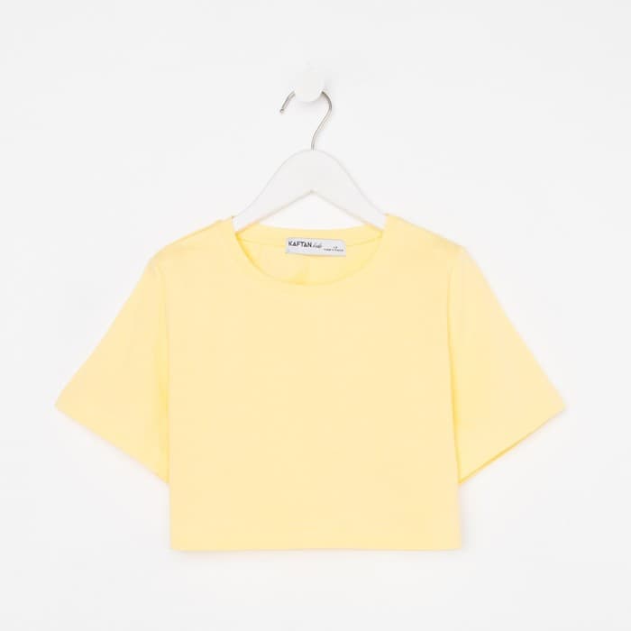 Футболка для девочки укороченная KAFTAN: Selfie, жёлтая, рост 164-170 см