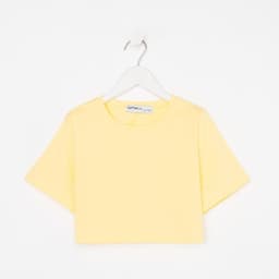 Футболка для девочки укороченная KAFTAN: Selfie, жёлтая, рост 164-170 см