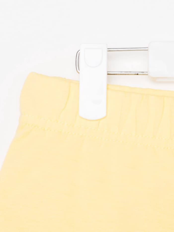 Пижама для девочки (футболка и шорты) KAFTAN: Selfie, размер 38 (1146-152 см), бело-жёлтая