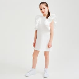 Платье нарядное для девочки MINAKU: Cotton Collection с крылышками, белое, рост 122 см