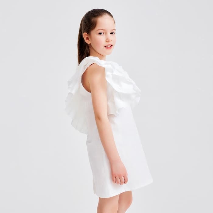 Платье нарядное для девочки MINAKU: Cotton Collection с крылышками, белое, рост 122 см