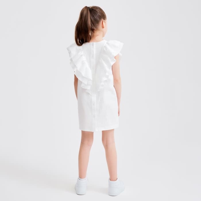 Платье нарядное для девочки MINAKU: Cotton Collection с крылышками, белое, рост 128 см
