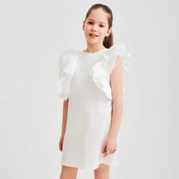 Платье нарядное для девочки MINAKU: Cotton Collection с крылышками, белое, рост 128 см