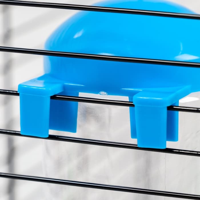 Поилка для клетки, 400 мл, 9×6×20 см, голубая