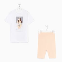 Пижама женская (футболка, шорты) KAFTAN Coffee, размер 40-42, белая