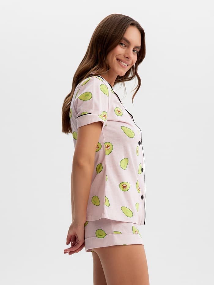 Пижама женская (рубашка, шорты) KAFTAN Avocado, размер 40-42, розовая