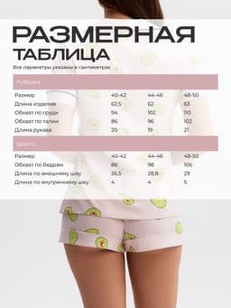 Пижама женская (рубашка, шорты) KAFTAN Avocado, размер 44-46, розовая