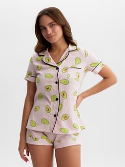 Пижама женская (рубашка, шорты) KAFTAN Avocado, размер 52-54, розовая