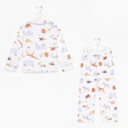 Пижама детская: рубашка, брюки KAFTAN: Animal, белая, рост 98-104 см