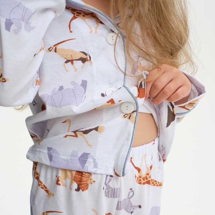 Пижама детская: рубашка, брюки KAFTAN: Animal, белая, рост 98-104 см