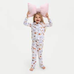 Пижама детская: рубашка, брюки KAFTAN: Animal, белая, рост 98-104 см