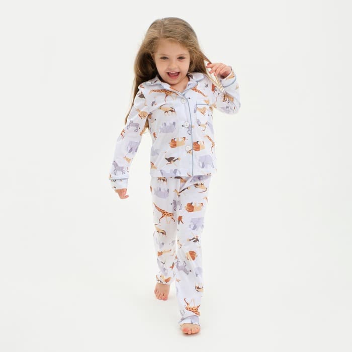 Пижама детская: рубашка, брюки KAFTAN: Animal, белая, рост 98-104 см