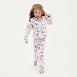 Пижама детская: рубашка, брюки KAFTAN: Animal, белая, рост 98-104 см