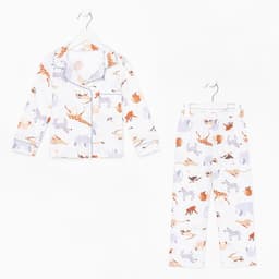 Пижама детская: рубашка, брюки KAFTAN: Animal, белая, рост 98-104 см