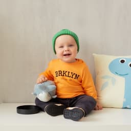 Костюм для мальчика (джемпер, брюки) «Крошка Я» NY, рост 68-74 см, оранжевый, чёрный