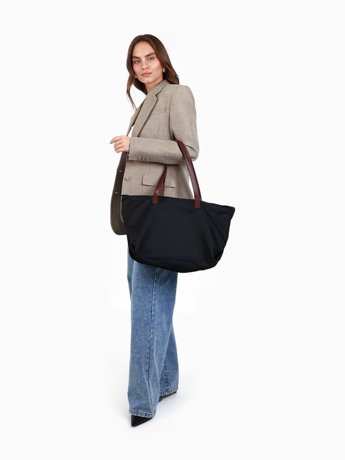 Сумка-шопер женская на молнии, размер 40×19×30 см, чёрная